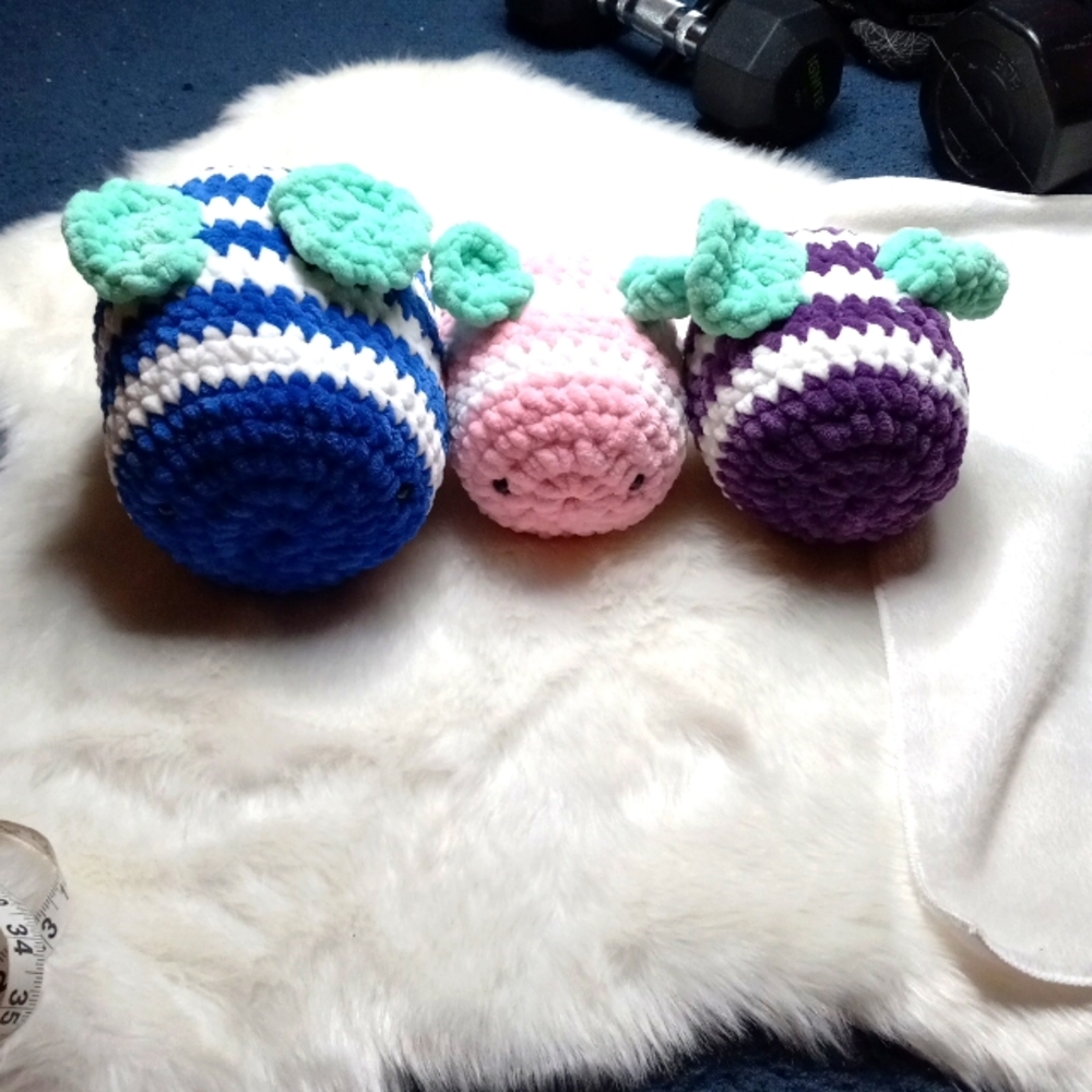 🆕 Handmade Crochet Fruit 🍓🫐🍇 Bee Plushies.